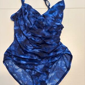 Blue Tie-Dye One-Piece Kids Swim Suit
